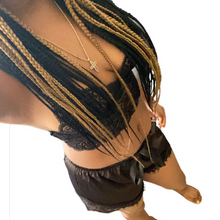 Load image into Gallery viewer, Satin Lace v-neck short set
